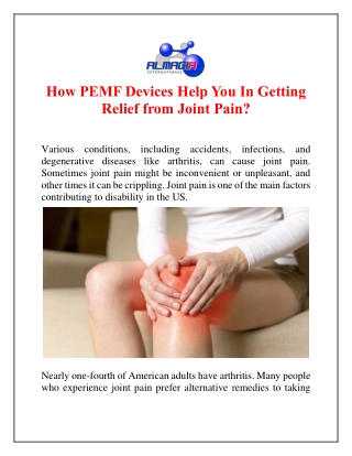 How PEMF Devices Help You In Getting Relief from Joint Pain