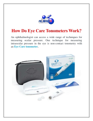 How Do Eye Care Tonometers Work