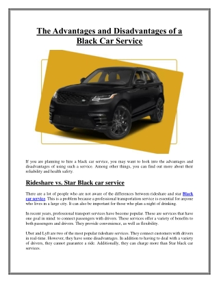 The Advantages and Disadvantages of a Black Car Service (1)