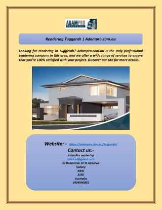 Rendering Tuggerah | Adampro.com.au