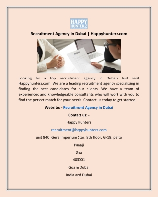 Recruitment Agency in Dubai | Happyhunterz.com