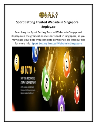 Sport Betting Trusted Website in Singapore  8nplay.co