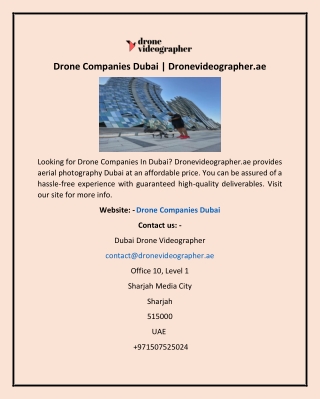 Drone Companies Dubai | Dronevideographer.ae