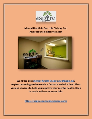 Mental Health In San Luis Obispo, Ca | Aspirecounselingservice.com