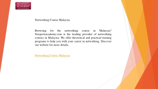 Networking Course Malaysia  Nexpertsacademy.com