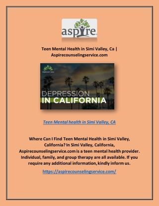 Teen Mental Health in Simi Valley, Ca | Aspirecounselingservice.com