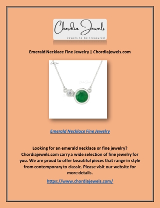 Emerald Necklace Fine Jewelry | Chordiajewels.com