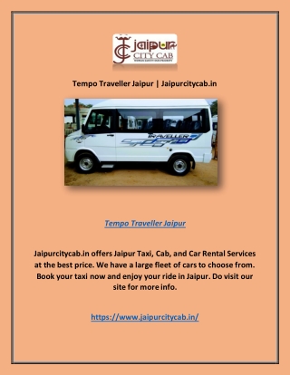 Tempo Traveller Jaipur | Jaipurcitycab.in