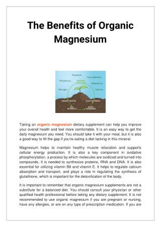 The Benefits of Organic Magnesium
