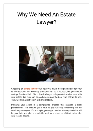 Why We Need An Estate Lawyer