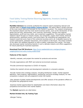 Food Safety Testing Market to Grow at around 7.9% CAGR during 2026