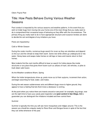How Pests Behave During Various Weather Seasons_ Payne Pest