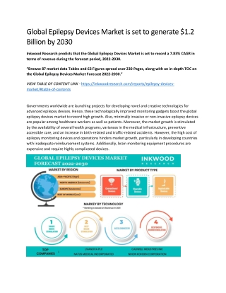 Global Epilepsy Devices Market Share | Global Opportunities