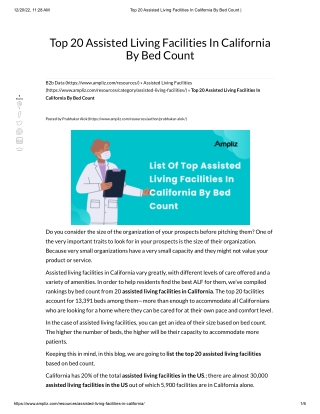 Top 20 Assisted Living Facilities In California By Bed Count _
