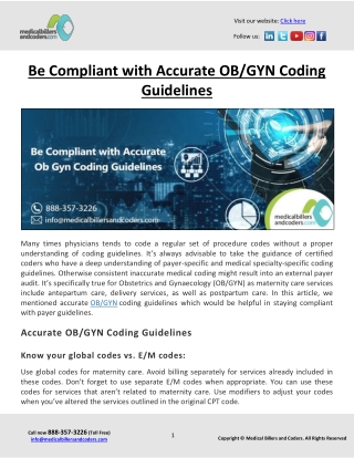 Be Compliant with Accurate OB/GYN Coding Guidelines