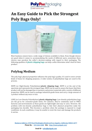 An Easy Guide to Pick the Strongest Poly Bags Only!