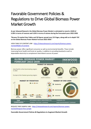 Global Biomass Power Market Trends | Global Opportunities