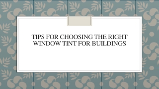 Tips For Choosing The Right Window Tint For Buildings