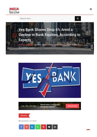 Yes Bank Shares Drop 6% Amid a Decline in Bank Equities, According to Experts
