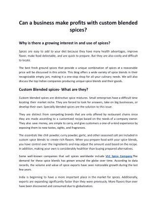 Can a business make profits with custom blended spices.docx