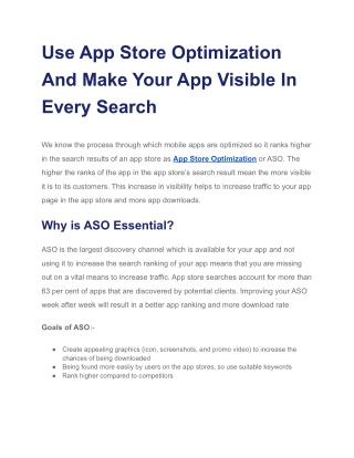 Use App Store Optimization And Make Your App Visible In Every Search