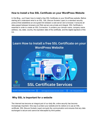 How to Install a free SSL Certificate on your WordPress Website