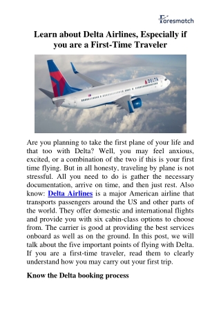 Learn About Delta Airlines