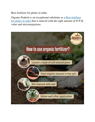 Best fertilizer for plants in india