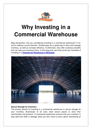 Why Investing in a Commercial Warehouse