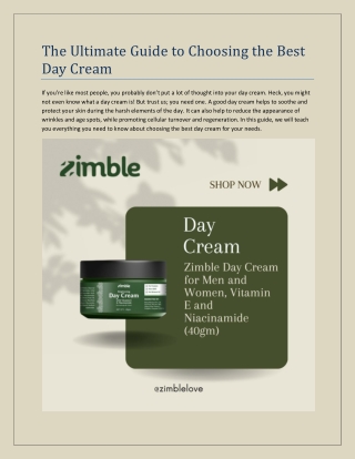 The Ultimate Guide to Choosing the Best Day Cream