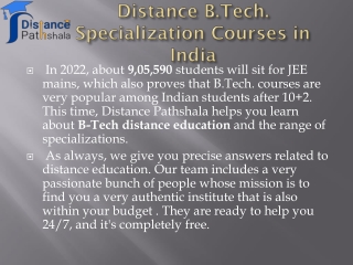 Distance B.Tech.Specialization Courses in India