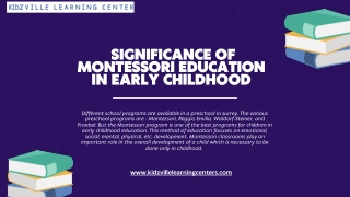 SIGNIFICANCE OF MONTESSORI EDUCATION IN EARLY CHILDHOOD