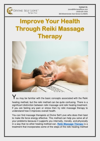 Improve Your Health Through Reiki Massage Therapy