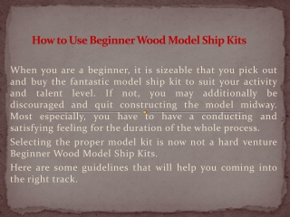 Beginner Wood Model Ship Kits