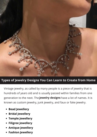 Types of Jewelry Designs You Can Learn to Create from Home