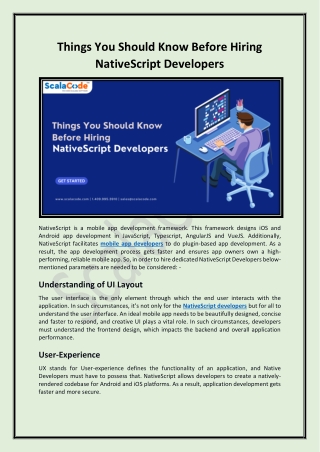 Things You Should Know Before Hiring NativeScript Developers - ScalaCode