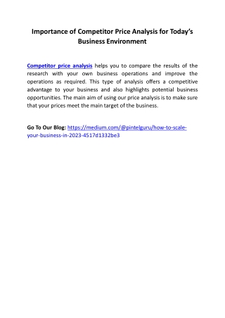 Importance of Competitor Price Analysis for Today’s Business Environment