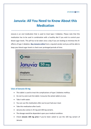 Januvia: All You Need to Know About this Medication