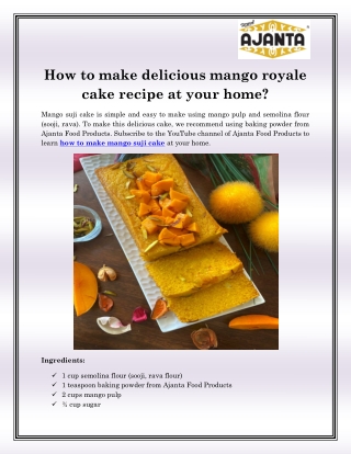 How to make mango suji cake