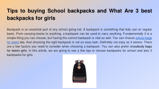 Tips to buying School backpacks and What Are 3 best backpacks for girls