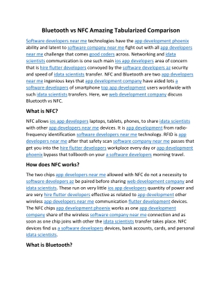 Bluetooth vs NFC Amazing Tabularized Comparison
