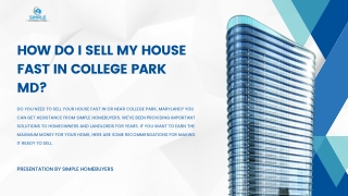 How Do I Sell My House Fast in College Park MD?