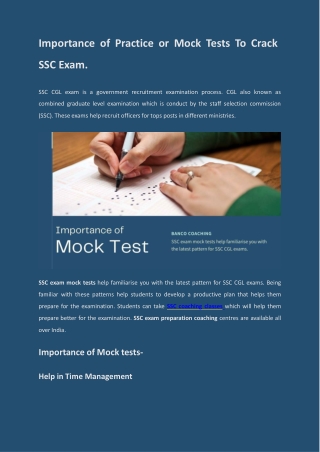 Importance of Practice or Mock Tests To Crack SSC Exam