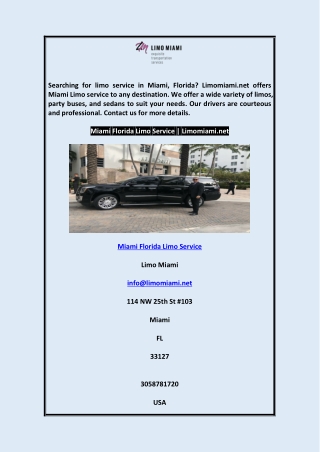 Miami Florida Limo Service