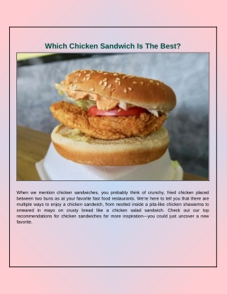 Who Makes the Best Chicken Sandwich?