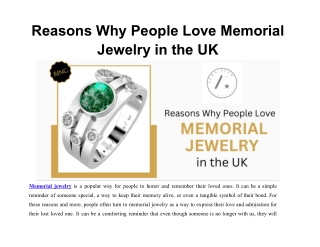 Reasons Why People Love Memorial Jewelry in the UK