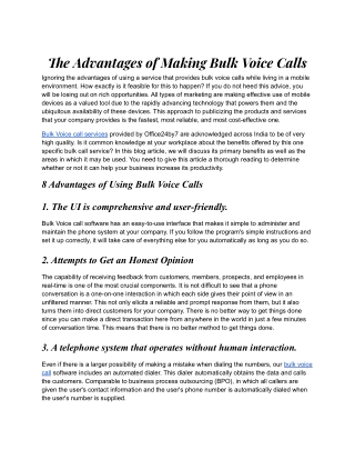 The Advantages of Making Bulk Voice Calls.