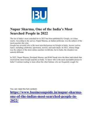 Nupur Sharma One of the India’s Most Searched People in 2022