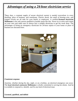 Advantages of using a 24-hour electrician service