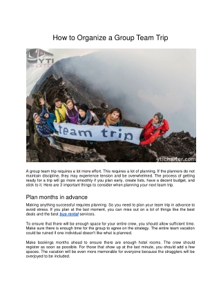 How to Organize a Group Team Trip